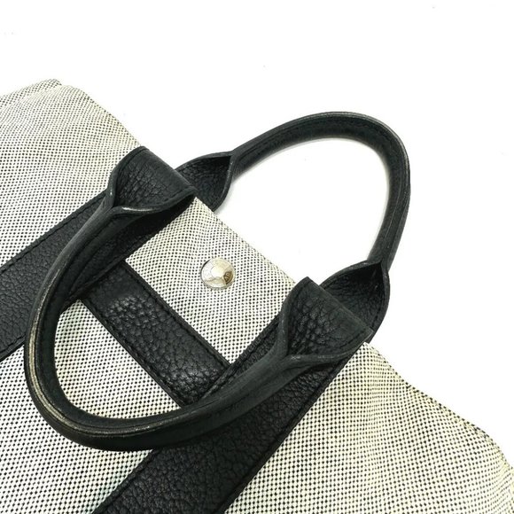 HERMES Sac Arne PM Hand Bag Tote Bag Toile H / Leather gray/Black - Picture 9 of 13
